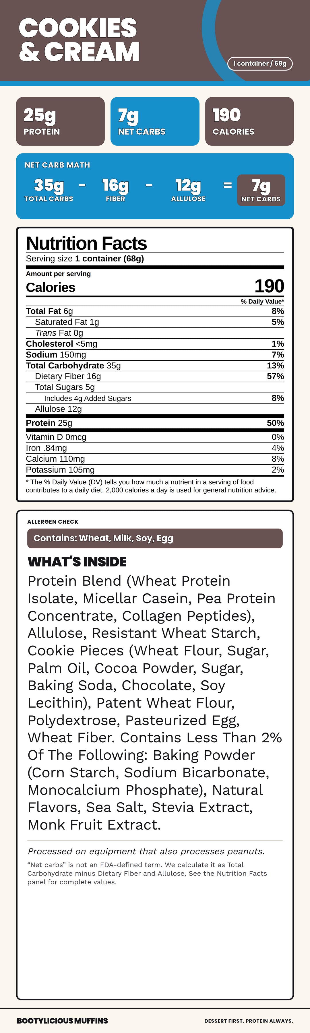 Cookies & Cream Protein Muffins Nutrition Facts and ingredients
