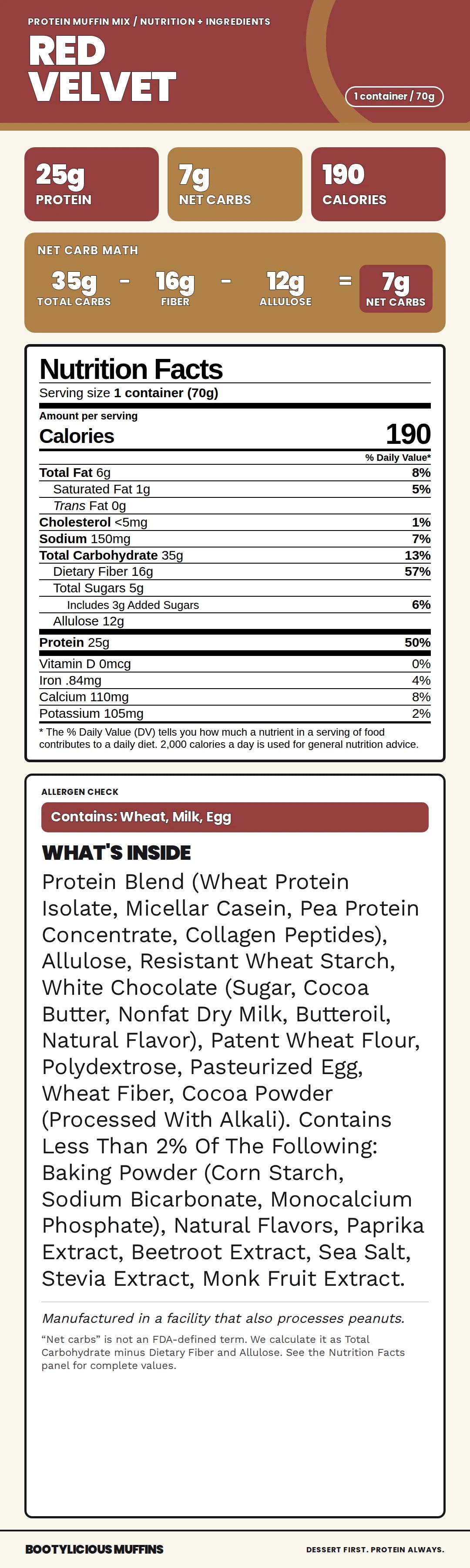 Red Velvet Nutrition Facts and ingredients