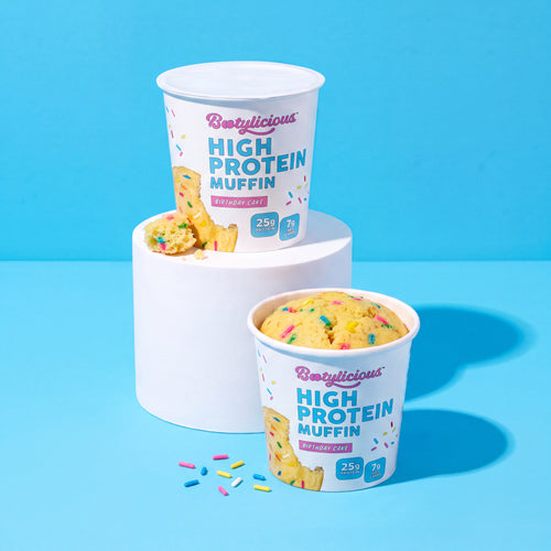 Birthday Cake Protein Muffins