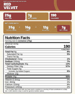 Red Velvet Nutrition Facts panel with net carb breakdown